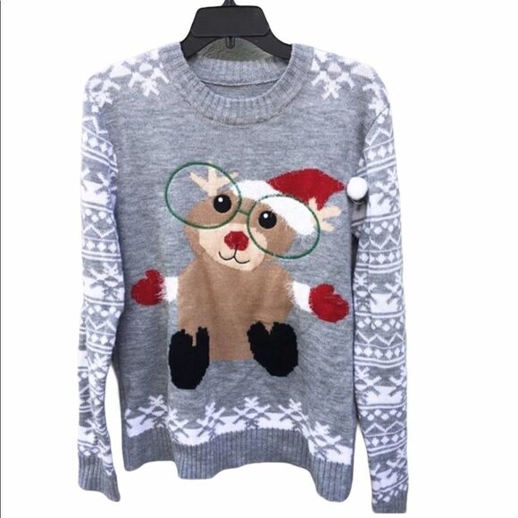 Christmas Teddy Reindeer Sweater Size S/M - Picture 1 of 4